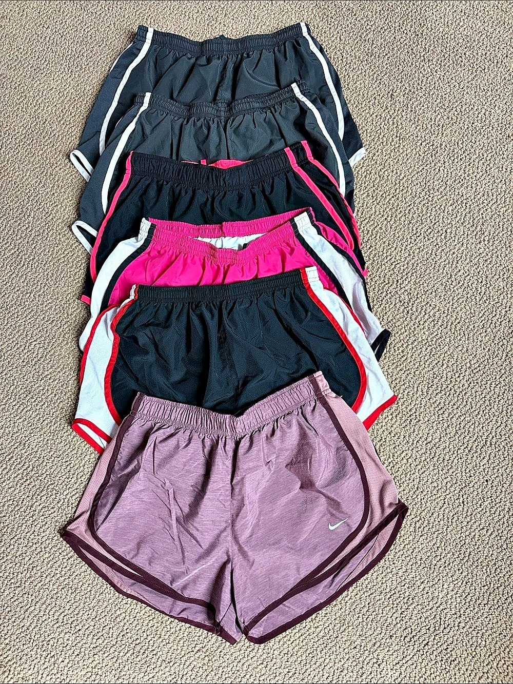 Nike Tempo Running Shorts 6-Pair Set Black & Pink Medium
